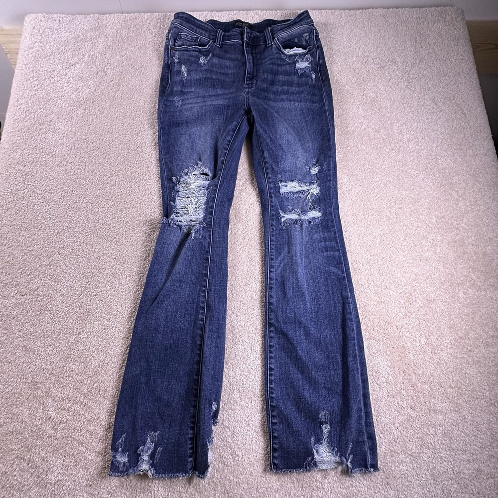 Judy Blue Jeans Womens 11 Blue High Rise Slim Bootcut Distressed